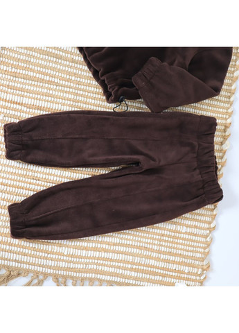 Коричневий зимній дитячий теплий флісовий комплект (толстовка + штани) коричневий брючний No Brand