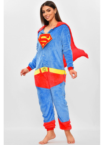 Синяя зимняя женская пижама кигуруми синего цвета с принтом комбинезон Let's Shop