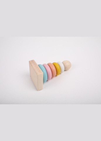 Пирамидка разноцветная классическая деревянная детская экопродукт логическая игрушка для малышей 7 деталей 7х15см (KD-234-4) HM furnitura (330606610)