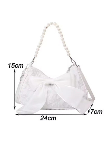 Сумка жіноча через плече,молодіжна сумка месенджер крос боді біла з бантом No Brand (366220361)