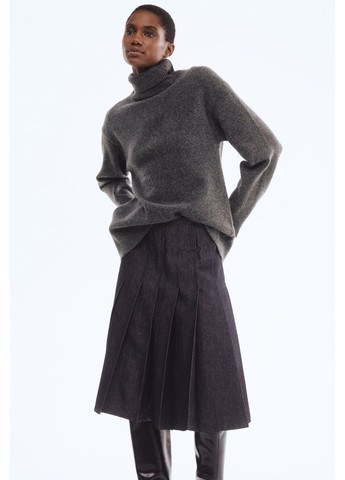 Сірий зимовий жіночий светр вільного крою з високим коміром н&м (58702) xs сірий H&M