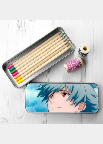 Пенал школьный для мальчика и девочки металлический Аниме Евангилион #017 7*18 см Silver No Brand (309152372)