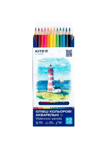 Карандаши цветные акварельные, 12 шт., Kite Classic MIC (378658222)