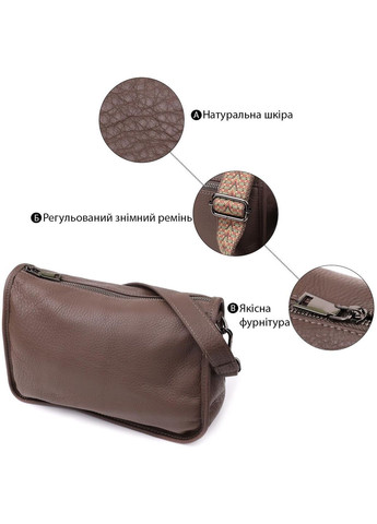 Сумка крос-боді через плече жіноча з натуральної шкіри середня Коричневий 38221 Vintage (355245170)