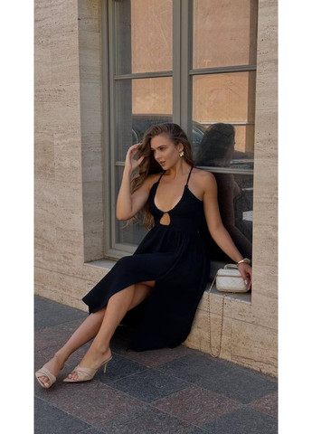 Черное повседневный, кэжуал женское платье No Brand однотонное