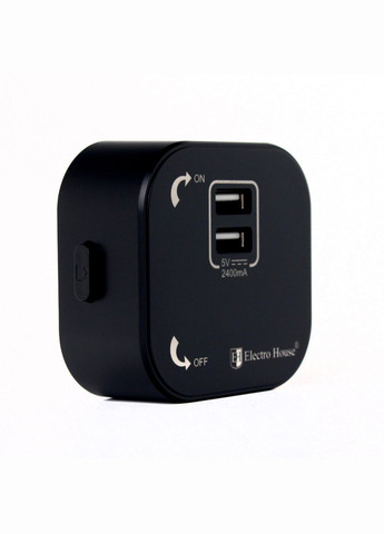 Розетка трековая двойная USB 2.4 А, Unique Elegance Pandora Black Electro House (346089180)