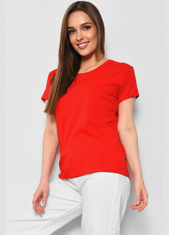 Красная летняя футболка женская однотонная красного цвета Let's Shop