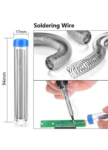 Паяльний набір в пеналі, паяльник 60 Вт, 200-450°C, жала 900М, олово, термоусадки, інструменти, підставка No Brand (322568052)