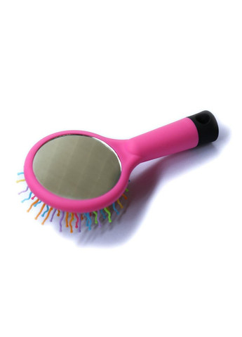 Гребінець-щітка 8701 рожева кольорові зубці із зеркальцем Salon Professional (299484347)