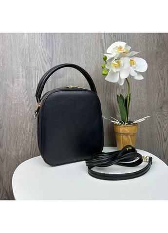 Модная женская сумочка рептилия черная эко кожа на плечо полукруглая лаковая ProDobro (363259332)