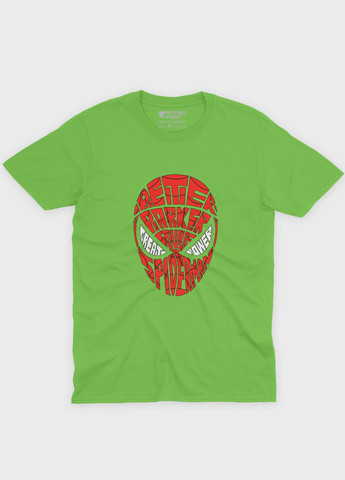 Салатовая демисезонная футболка для мальчика с принтом супергероя - человек-паук (ts001-1-kiw-006-014-114-b) Modno