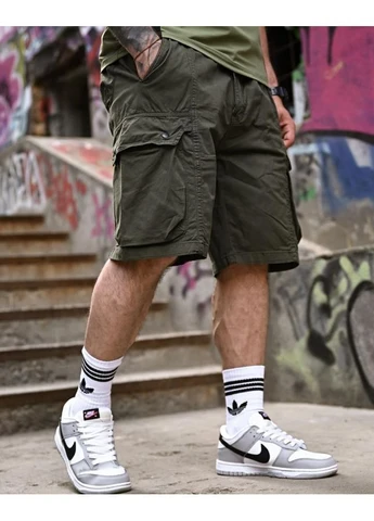 Стильные мужские шорты из коттона зеленые Stone Island (399248465)