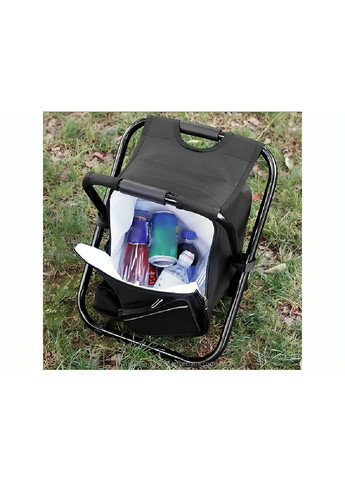 Складаний стілець рюкзак з термосумкою для риболовлі кемпінгів походів відпочинку на природі 49х36х29 см (480240-Prob) Чорний Unbranded (332163684)