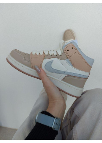 КРОССОВКИ ЖЕНСКИЕ NIKE AIR JORDAN 1 RETRO CREAM НАЙК АИР ДЖОРДАН No Brand бежевые демисезоны (367171536)