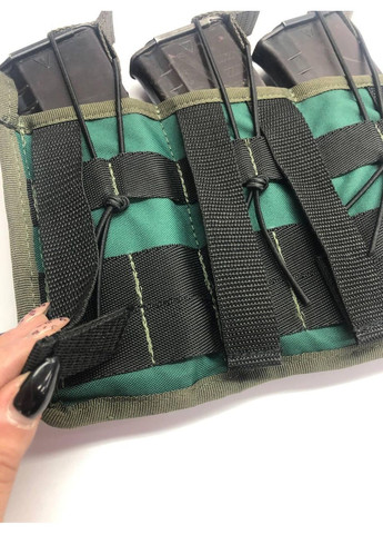 Підсумок відкритий під магазини АК на 3 шт. чорний з системою MOLLE No Brand (301510823)