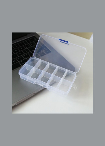 Бокс пластиковий D302 для зберігання дрібних деталей смартфонів, техніки, дрібниць, 10 відділень, 128x65x22 мм No Brand (331155898)