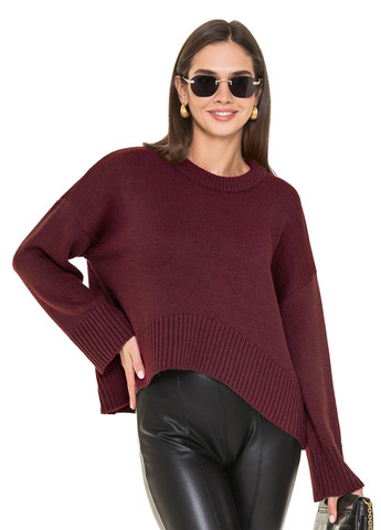 Бордовый короткий свободный свитер SVTR