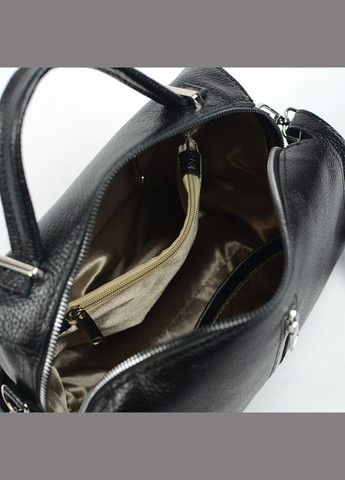 Черная женская молодежная кожаная сумка с ручкой и длинным ремешком через плечо Serebro (278260586)