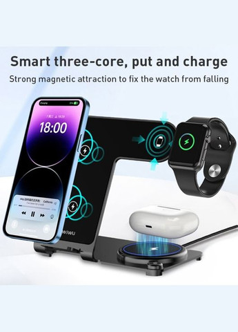Беспроводное зарядное устройство Power Air Wireless Charger 3-in-1 15W Black Wi-W005 WIWU (301087017)