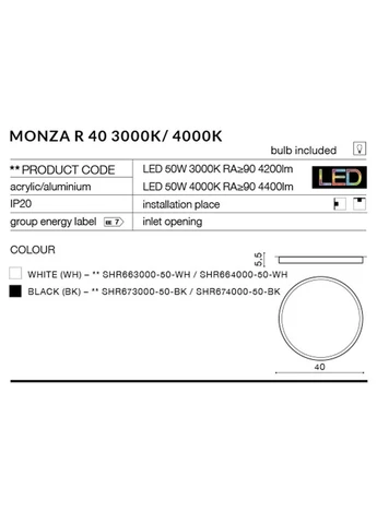 Потолочный светильник MONZA R 40 AZ2267 (SHR673000-50-BK) Azzardo (402478130)