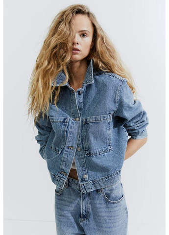 Синяя демисезонная женская куртка джинсовая н&м (56813) xs синяя H&M