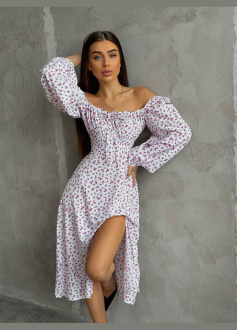 Рожева кежуал сукня з відкритими плечима Adelante з квітковим принтом