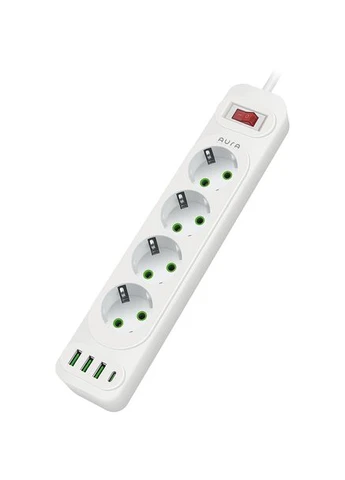 Фільтр Energy 4+3 USB-A + USB-C (PD) 2 м White (AUEMFP43PD2MW) AURA (383367023)