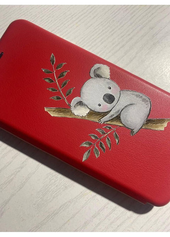 Чохол-книжка червоний з малюнком на Xiaomi Redmi Note 14 4G Коала (принт 132) Creative (364688240)