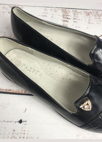 Черные туфли детские для девочки радуга черный (800) на танкетке Веселка