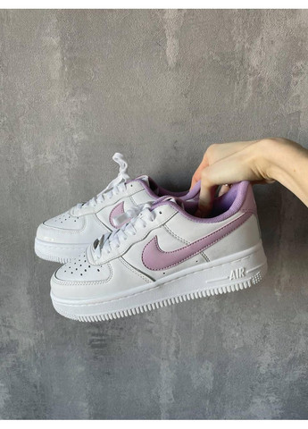 КРОССОВКИ ЖЕНСКИЕ NIKE AIR FORCE 1 LOW WHITE VIOLET НАЙК АИР ФОРС 1 ПРЕМИУМ No Brand белые демисезоны (368887653)