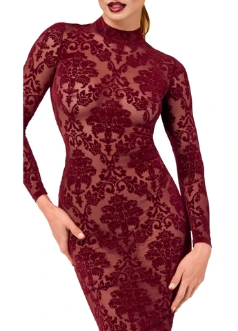 Бордовое платье f384 kink royal midi dress Noir Handmade