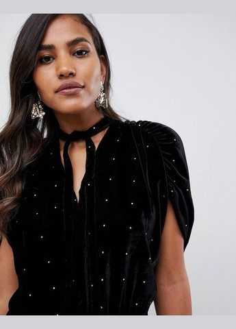 Черное платье мини бархатное бархатное Asos