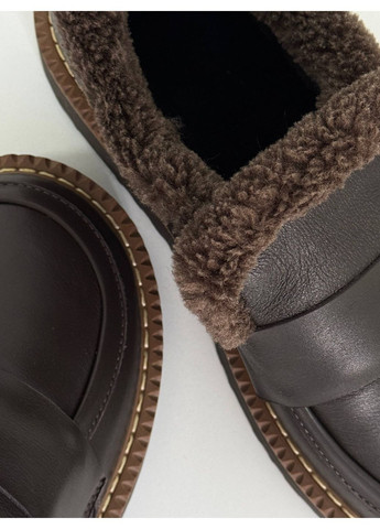 No Brand Стильні жіночі лофери лофери темно-коричневий з натуральна шкіра, — зима (366036614)