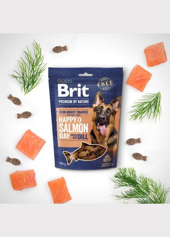 Ласощі для cобак Semi-moist Snacks Salmon with Dill напіввологі з лососем і кропом 180 г (*) Brit Premium (322592228)