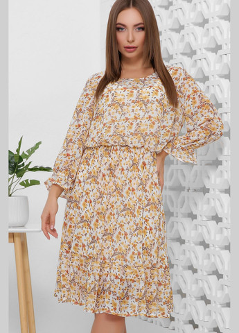 Бежевое повседневный женское платье из шифона (-platxe-1861) MarSe