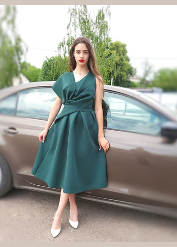 Зеленое вечернее платье женское на одно плече однотонное а-силуэт Asos однотонное