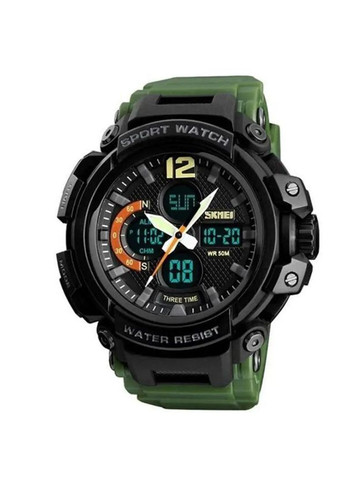 Часы наручные мужские SKMEI 1343AG ARMY GREEN, часы тактические противоударные. Цвет: зеленый No Brand (359474605)
