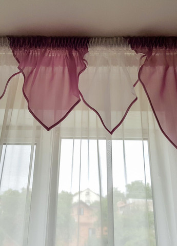 Ламбрекен Куточки карниз 200см рожевий з білим (1_2у) Firanka Simple (335057412)