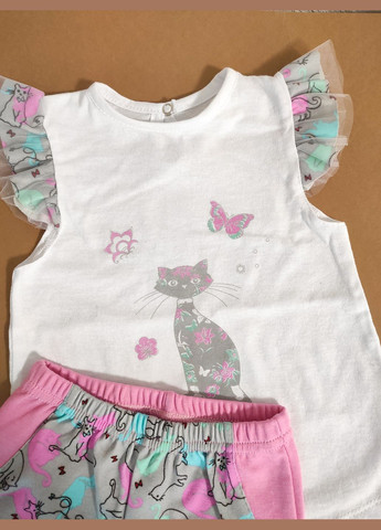 Рожевий літній літній комплект для дівчинки шорти та майка No Brand