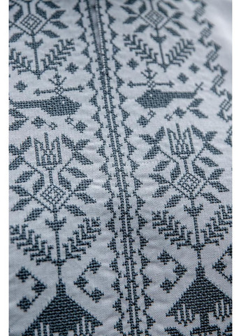 Серая светло серая мужская вышиванка с символом победы и трезубцами в орнаменте m–5xl, 3xl лен (301034828)