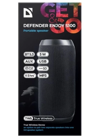 Портативная акустика пластик 7,2х15,7х7 см черная Defender (386704708)