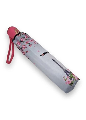 Зонт полуавтомат женский 625 на 9 спиц с Эйфелевой башней Серо-розовый Toprain (280249346)
