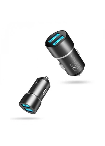 Автомобильное зарядное устройство SZ02L Aluminium (2USB, 2.4A) Черный (AZP-000071) + кабель Lightning SkyDolphin (394763073)