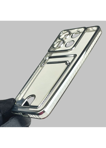 Чохол для POCO X6 зі срібною окантовкою з кишенькою для карток на сяомі поко х6 срібний Xiaomi (366022526)