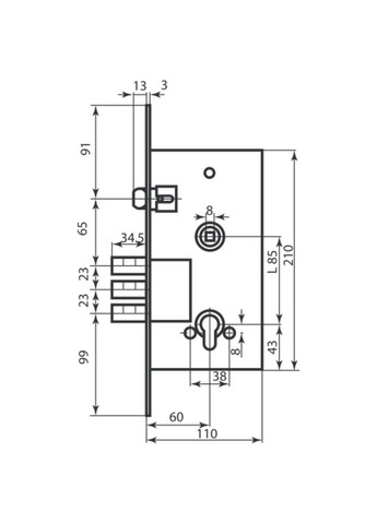 Механізм 252R CP 3-риг з подш. хром Protect (322520573)
