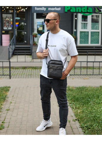 Сумка-барсетка мужская через плечо кожаная гладкая черная TD-86573 Tiding Bag (351507963)