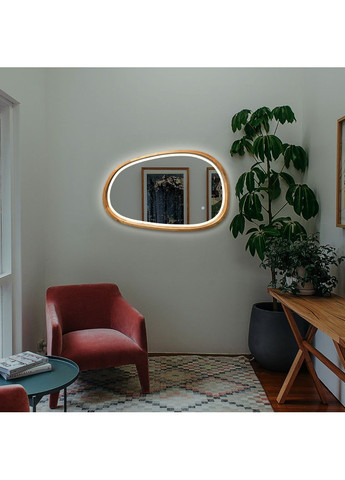 Зеркало ассиметричное деревянное с LED-подсветкой Natural Dark Ясень 55x85 см Luxury Wood Dali (369547169)