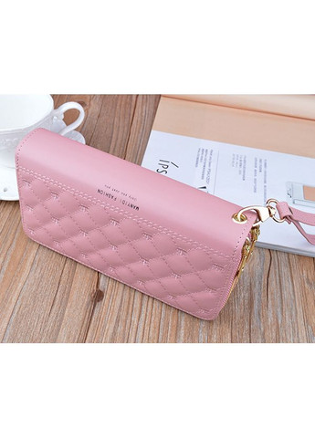 Модний жіночий гаманець клатч на 2 блискавки з рожевий екошкіри для зберігання грошей і карт портмоне ProDobro (363221286)
