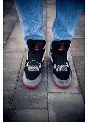 КРОСІВКИ ЖІНОЧІ NIKE AIR JORDAN 4 RETRO BLACK GREY НАЙК АІР ДЖОРДАН ЧОРНІ No Brand чорні демісезони (391951639)