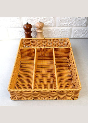 Плетений кошик для столових приборів 4 відділення No Brand (329187425)